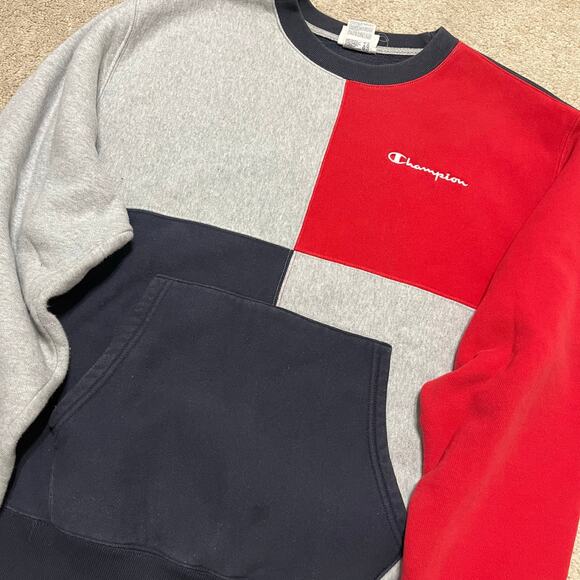 Champion Reverse Weave Multicolor Sweatshirt Pocket Crewneck Medium - Picture 1 of 7